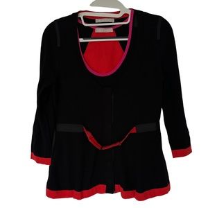 Stefanel 2 Piece Color block Cardigan Womens Small Made In Italy Classic Office‎